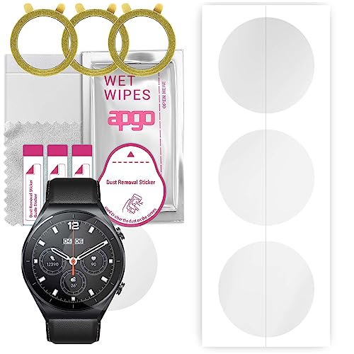 apgo 3 Stück Schutzfolie, klar, kompatibel mit Xiaomi Watch S1 Smartwatch, Hydrogel Displayschutzfolie mit Positionierhilfe, Displayfolie, robust und kratzfest von apgo