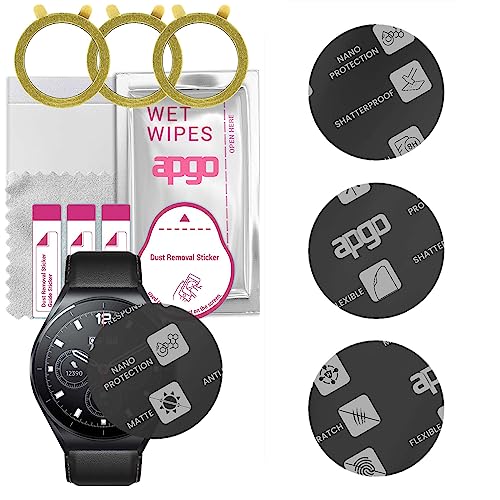 apgo 3 Stück Schutzglas, Matt, kompatibel mit Xiaomi Watch S1 Smartwatch, Hybrid 8H, Ersatz für Hartglas, Displayschutzglas, Bildschirmschutz, Displayschutz, kratzfest von apgo