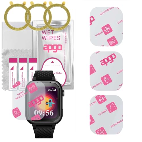 apgo 3 Stück Schutzglas, klar, kompatibel mit Garett Kids Essa 4G Smartwatch, Hybrid 8H, Ersatz für Hartglas, Displayschutzglas, Bildschirmschutz, Displayschutz, kratzfest von apgo