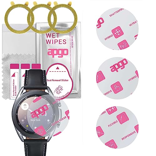 apgo 3 Stück Schutzglas, klar, kompatibel mit Samsung Galaxy Watch 3 41MM Smartwatch, Hybrid 8H, Ersatz für Hartglas, Displayschutzglas, Bildschirmschutz, Displayschutz, kratzfest von apgo