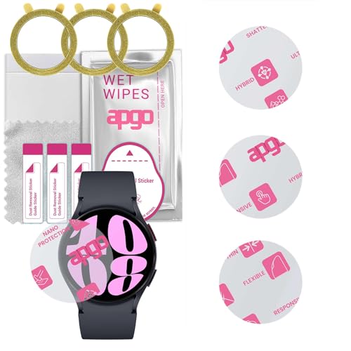 apgo 3 Stück Schutzglas, klar, kompatibel mit Samsung Galaxy Watch 6 40mm Smartwatch, Hybrid 8H, Ersatz für Hartglas, Displayschutzglas, Bildschirmschutz, Displayschutz, kratzfest von apgo