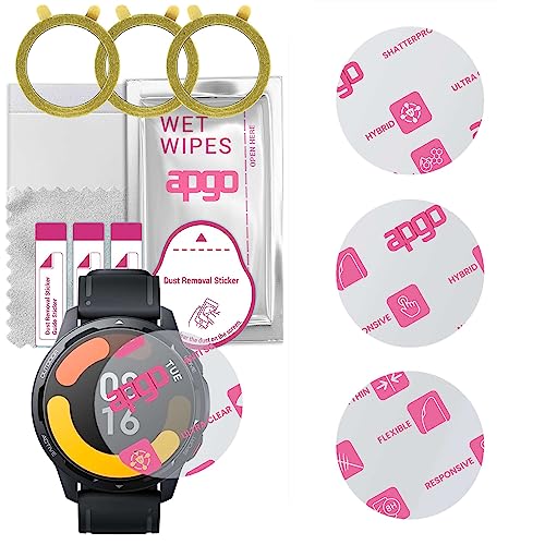 apgo 3 Stück Schutzglas, klar, kompatibel mit Xiaomi Watch S1 Active Smartwatch, Hybrid 8H, Ersatz für Hartglas, Displayschutzglas, Bildschirmschutz, Displayschutz, kratzfest von apgo