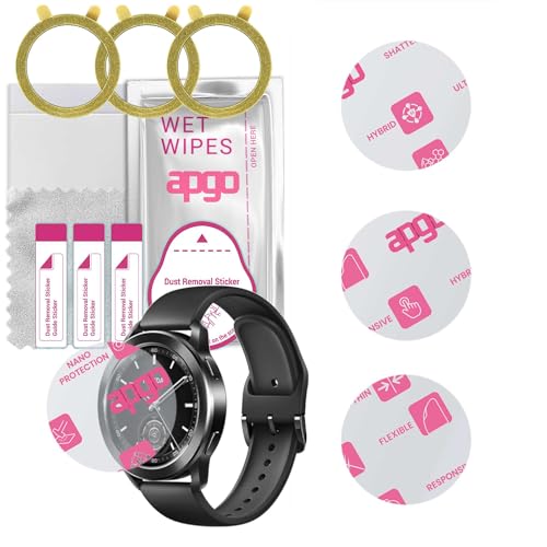 apgo 3 Stück Schutzglas, klar, kompatibel mit Xiaomi Watch S3 Smartwatch, Hybrid 8H, Ersatz für Hartglas, Displayschutzglas, Bildschirmschutz, Displayschutz, kratzfest von apgo