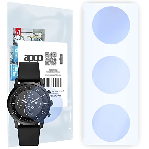 apgo Displayschutzglas 3 Stück für Fossil Hybrid HR Collider FTW7010 Smartwatch, Hybrid 9H, Bildschirmschutz, Schutzglas mit Full Glue [Klar, Kratzfest] von apgo