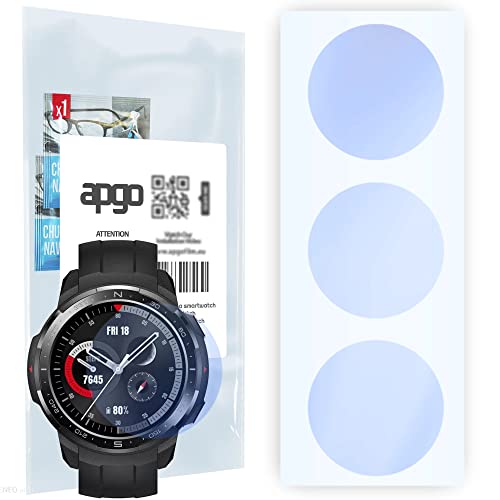 apgo Displayschutzglas 3 Stück für Honor Watch GS Pro Smartwatch, Hybrid 9H, Bildschirmschutz, Schutzglas mit Full Glue [Klar, Kratzfest] von apgo
