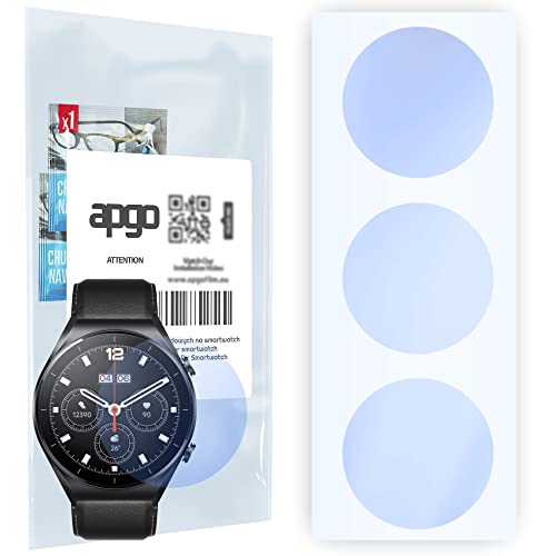 apgo Displayschutzglas 3 Stück für Xiaomi Watch S1 Smartwatch, Hybrid 9H, Bildschirmschutz, Schutzglas mit Full Glue [Klar, Kratzfest] von apgo