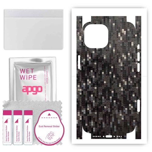 apgo Rückseite + Seiten Schutzfolie, Skin, kompatibel mit Apple iPhone 15, Hinten Displayschutzfolie aus Vinylfolie, kratzfest, einfache Montage - Carbon Black Pixel apgo Rückseite + Seiten Schutzfolie, Skin, kompatibel mit Apple iPhone 15, Hinten Displayschutzfolie aus Vinylfolie, kratzfest, einfache Montage - Carbon Black Pixel von apgo