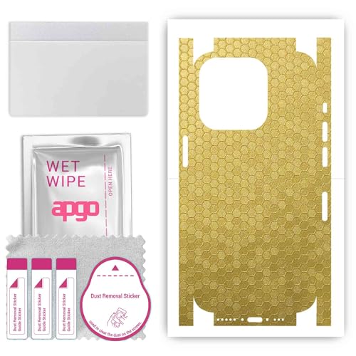 apgo Rückseite + Seiten Schutzfolie, Skin, kompatibel mit Apple iPhone 15 Pro, Hinten Displayschutzfolie aus Vinylfolie, Kratzfest, einfache Montage - Goldwabe apgo Rückseite + Seiten Schutzfolie, Skin, kompatibel mit Apple iPhone 15 Pro, Hinten Displayschutzfolie aus Vinylfolie, Kratzfest, einfache Montage - Goldwabe von apgo