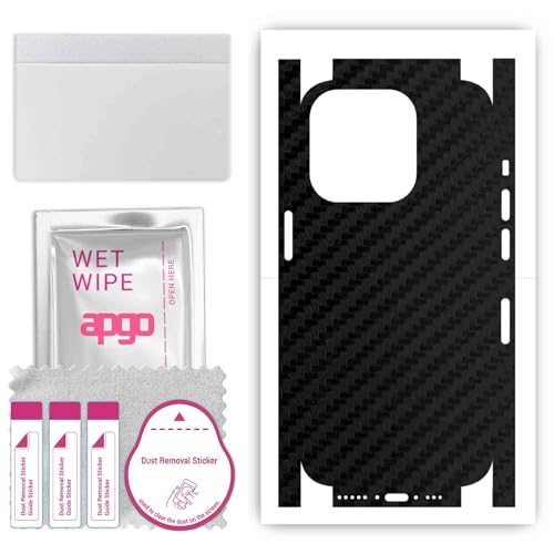 apgo Rückseite + Seiten Schutzfolie, Skin, kompatibel mit Apple iPhone 15 Pro, Hinten Displayschutzfolie aus Vinylfolie, kratzfest, einfache Montage - Schwarzer Kohlenstoff apgo Rückseite + Seiten Schutzfolie, Skin, kompatibel mit Apple iPhone 15 Pro, Hinten Displayschutzfolie aus Vinylfolie, kratzfest, einfache Montage - Schwarzer Kohlenstoff von apgo