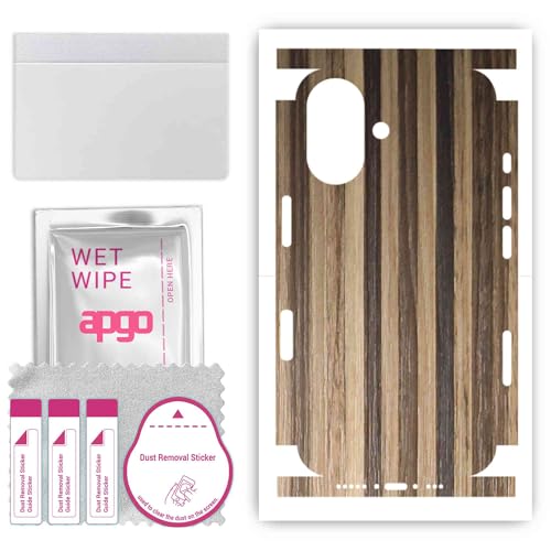 apgo Rückseite + Seiten Schutzfolie, Skin, kompatibel mit Apple iPhone 16, Hinten Displayschutzfolie aus Vinylfolie, Kratzfest, einfache Montage - Gestreifte Holzmischung apgo Rückseite + Seiten Schutzfolie, Skin, kompatibel mit Apple iPhone 16, Hinten Displayschutzfolie aus Vinylfolie, Kratzfest, einfache Montage - Gestreifte Holzmischung von apgo