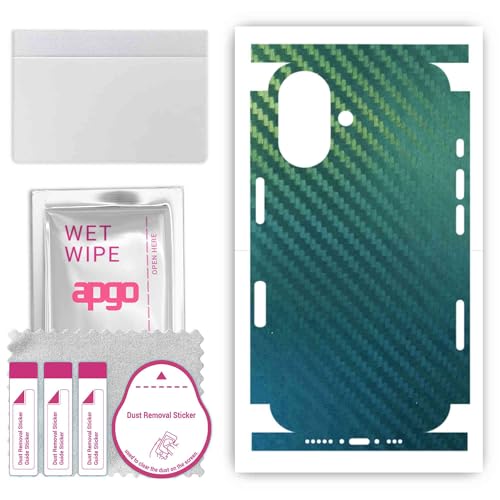 apgo Rückseite + Seiten Schutzfolie, Skin, kompatibel mit Apple iPhone 16, Hinten Displayschutzfolie aus Vinylfolie, kratzfest, einfache Montage - Kohlenstoff-Chamäleon CAKA1 apgo Rückseite + Seiten Schutzfolie, Skin, kompatibel mit Apple iPhone 16, Hinten Displayschutzfolie aus Vinylfolie, kratzfest, einfache Montage - Kohlenstoff-Chamäleon CAKA1 von apgo