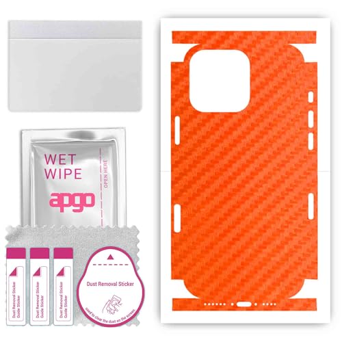 apgo Rückseite + Seiten Schutzfolie, Skin, kompatibel mit Apple iPhone 16 Pro, Hinten Displayschutzfolie aus Vinylfolie, kratzfest, einfache Montage - Karbon Orange apgo Rückseite + Seiten Schutzfolie, Skin, kompatibel mit Apple iPhone 16 Pro, Hinten Displayschutzfolie aus Vinylfolie, kratzfest, einfache Montage - Karbon Orange von apgo
