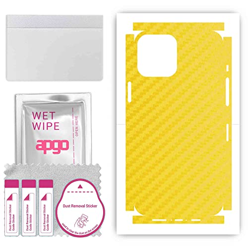 apgo Rückseite + Seiten Schutzfolie Aufkleber Folie Vinyl für Apple iPhone 12 Pro Max - Carbon Gelb von apgo