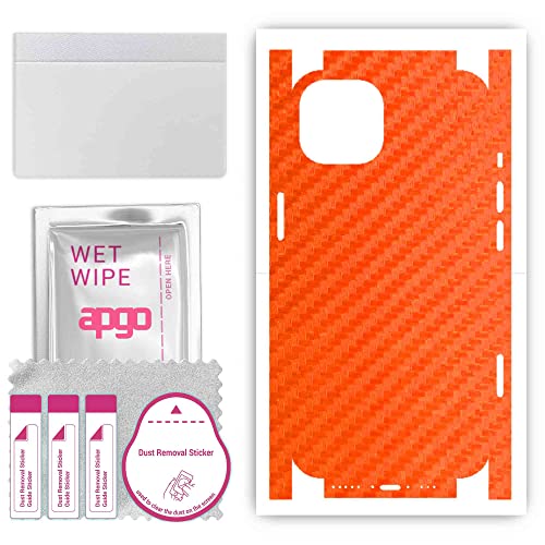 apgo Rückseite + Seiten Schutzfolie Aufkleber Folie Vinyl für Apple iPhone 13 - Carbon Orange von apgo