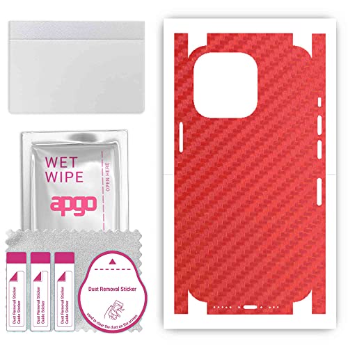 apgo Rückseite + Seiten Schutzfolie Aufkleber Folie Vinyl für Apple iPhone 13 Pro - Carbon Rot von apgo