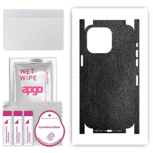 apgo Rückseite + Seiten Schutzfolie Aufkleber Folie Vinyl für Apple iPhone 14 Pro Max - Schwarzes Leder von apgo