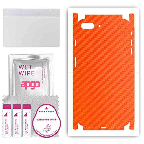 apgo Rückseite + Seiten Schutzfolie Aufkleber Folie Vinyl für Apple iPhone 8 Plus - Carbon Orange von apgo