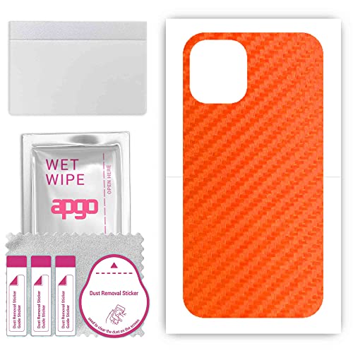 apgo Rückseite Schutzfolie, Skin, kompatibel mit Apple iPhone 12 Mini, Hinten Displayschutzfolie aus Vinylfolie, Kratzfest, einfache Montage - Karbon Orange von apgo