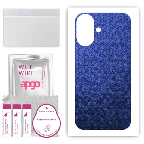 apgo Rückseite Schutzfolie, Skin, kompatibel mit Apple iPhone 16 Plus, Hinten Displayschutzfolie aus Vinylfolie, kratzfest, einfache Montage - Blaue Honigwabe apgo Rückseite Schutzfolie, Skin, kompatibel mit Apple iPhone 16 Plus, Hinten Displayschutzfolie aus Vinylfolie, kratzfest, einfache Montage - Blaue Honigwabe von apgo