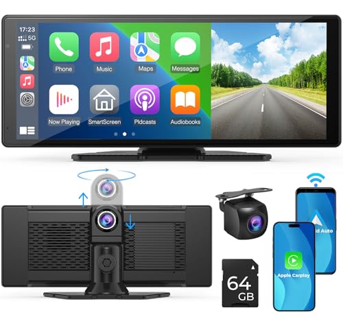 2024 Drahtloses Apple Carplay und Android Auto 9,3-Zoll-Touchscreen-Autoradio: 2,5K-Dashcam, 1080p-Rückfahrkamera-DVR, Mirror Link, Siri, FM, Bluetooth – tragbare Drive Mate-Navigation von aphqua