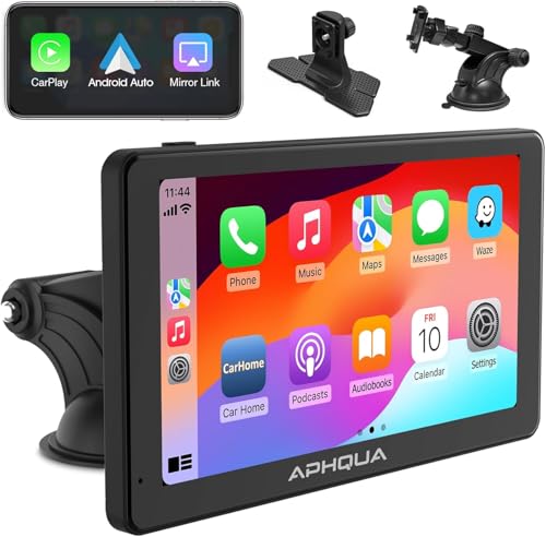 aphqua 2023 Newest Wireless Apple Carplay & Android Auto, 7 Zoll Touchscreen Digital Media Autoradio-Empfänger Kabellos Portable Autoradio mit Mirror Link, Google, Bluetooth von aphqua