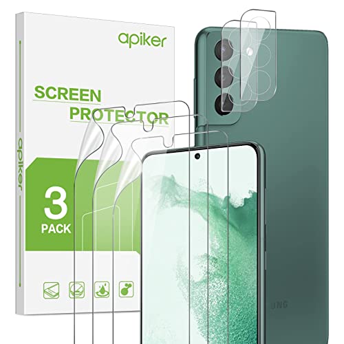 apiker 3 Stück Samsung Galaxy S22 TPU Schutzfolie, 2 Stück Kamera Schutzfolie für Samsung Galaxy S22, Fingerabdrucksensor unterstützen, blasenfreie Folie, hohe Transparenz, hohe Empfindlichkeit von apiker