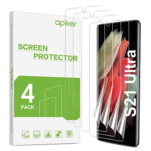 apiker 4 Stück Schutzfolie für Samsung Galaxy S21 Ultra, TPU Displayschutzfolie, [Anti-Kratzen], [Anti-Öl], [Anti-Bläschen], [Hohe Definition], [Hohe Empfindlichkeit] von apiker