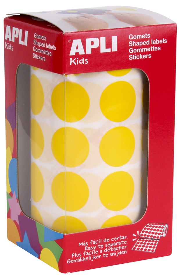 APLI Kids Sticker Creative , Rund, , auf Rolle, gelb von apli kids