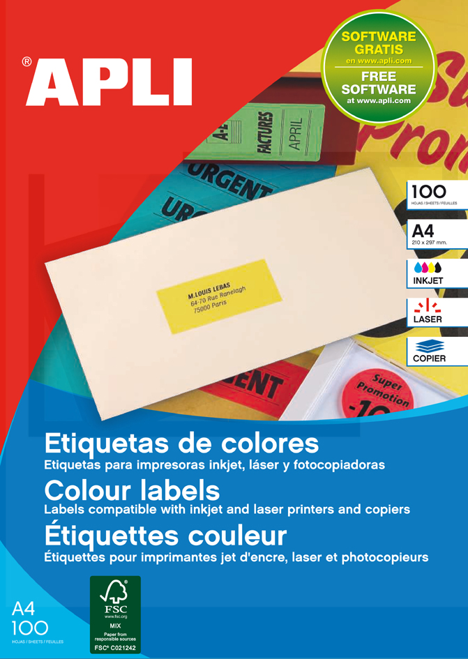 APLI Adress-Etiketten, 105 x 148,5 mm, gelb von apli