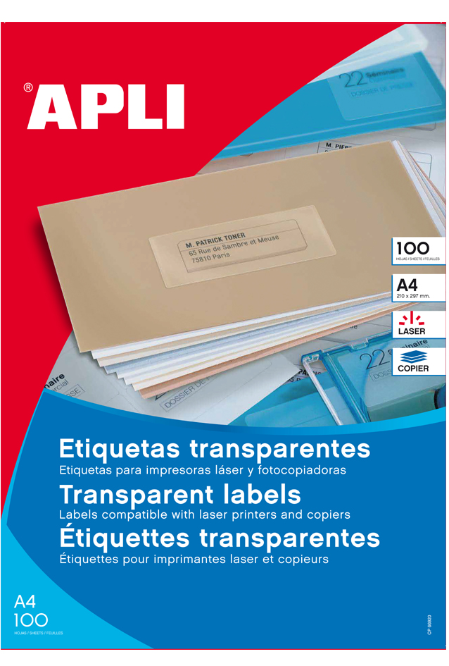 APLI Adress-Etiketten, 105 x 37 mm, transluzent von apli