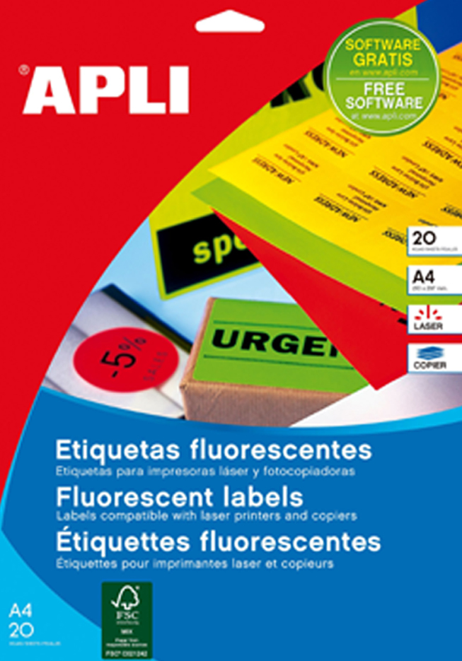 APLI Adress-Etiketten, 64 x 33,9 mm, neongelb von apli