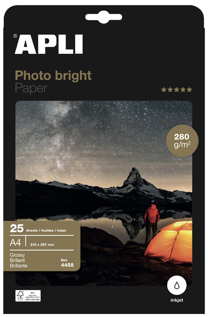 APLI Foto-Papier bright PRO, DIN A4, 280 g/qm, hochglänzend von apli