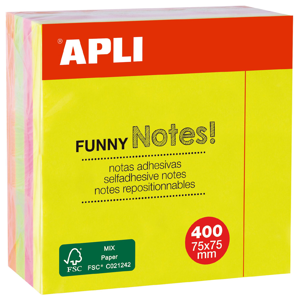 APLI Haftnotiz-Würfel , FUNNY Notes!, , 75 x 75 mm, sortiert von apli