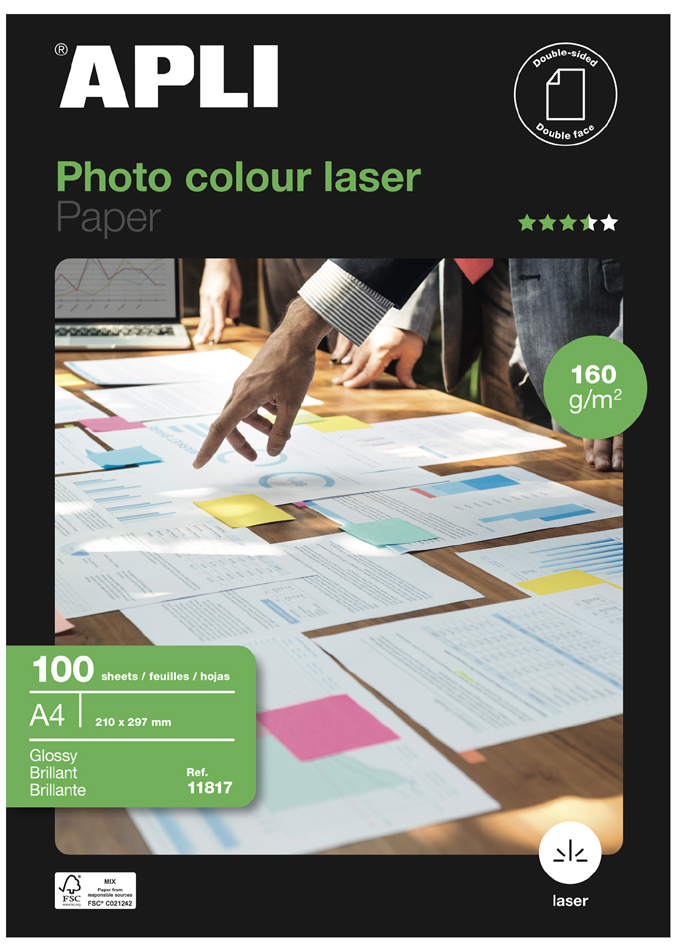 APLI Laser-Foto-Papier, DIN A4, 160 g/qm, hochglänzend von apli