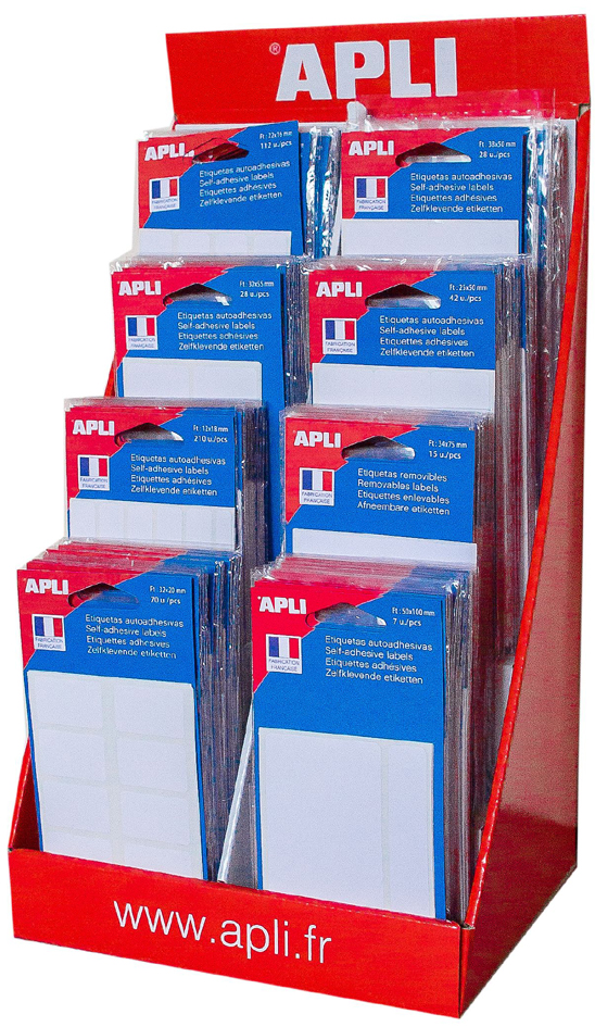 APLI Sortiment Etiketten, im Display von apli
