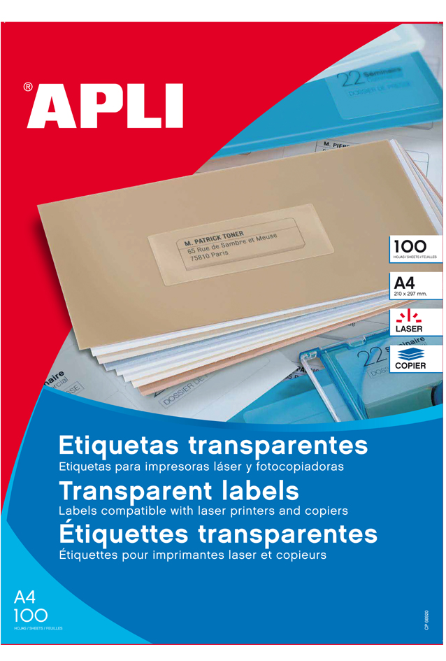 APLI Wetterfeste Etiketten, 48,5 x 25,4 mm, transparent von apli