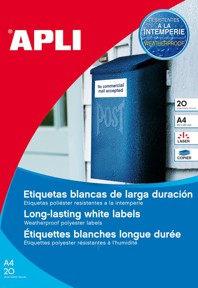 APLI Wetterfeste Folien-Etiketten, Durchmesser 30 mm, weiß von apli