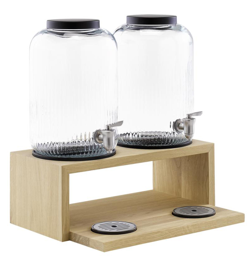 APS Getränkespender VALO, 2 x 7 Liter, Glas/Eichenholz APS Getränkespender VALO, 2 x 7 Liter, Glas/Eichenholz von aps