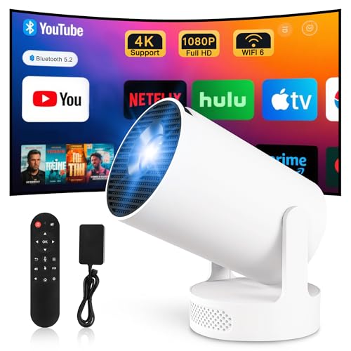 Mini Beamer Projektor 4K Tragbarer Videoprojektor WiFi 6 Android 11 Full HD unterstützt für Telefon/PC/Lap/Stick, HDMI Heimkino Externer Lautsprecher (HY300Ultra) von aquota