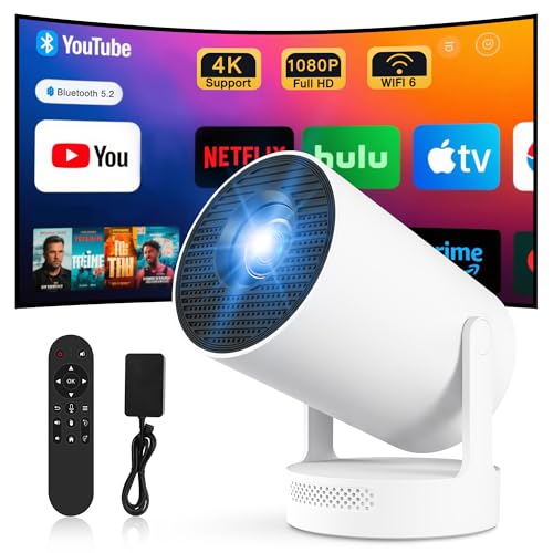 Mini Beamer Projektor 4K Tragbarer Videoprojektor WiFi 6 Android 11 Full HD unterstützt für Telefon/PC/Lap/Stick, HDMI Heimkino Externer Lautsprecher (HY300Plus) von aquota