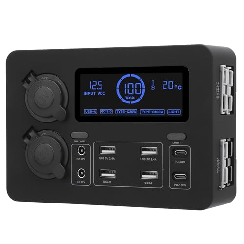 12 V Mini Power Box, 100W LCD -Display USB C QC3.0 Port für 4 Anderson Outlet Multifunktionale Leistungsverteilungsbox, Kompakt und Tragbar mit Temperatursensor, Ideal für RV, 12 V Mini Power Box, 100W LCD -Display USB C QC3.0 Port für 4 Anderson Outlet Multifunktionale Leistungsverteilungsbox, Kompakt und Tragbar mit Temperatursensor, Ideal für RV, von aqxreight