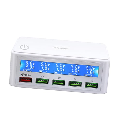 50W USB Ladestation Multi-Port USB Hub QC 3.0 mit LCD-Display 5-Port-USB für Tablets Mobiltelefonohrhörer und Vieles mehr. Zu. Computer. Tablette. Und. Die. Mobile. Telefone. Die. (EU-Stecker) von aqxreight