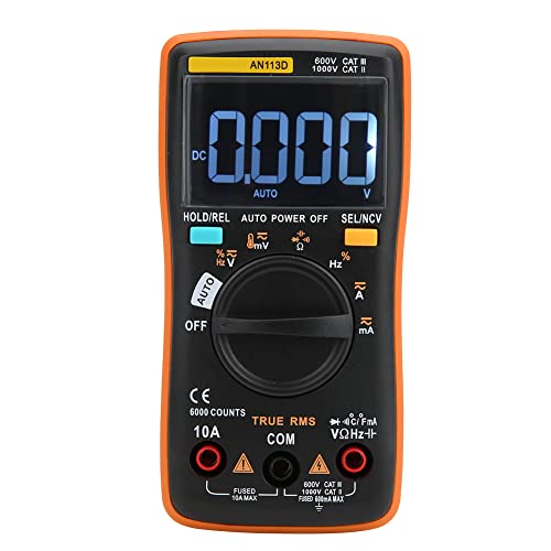 MultimeterDigital Multimeteran AN113D 6000 Zählt Digitale Multimeter -Transistor -Tester Autospannungstest Equipment Black des Displays mit LCD AN113D Sorgt für die Lesbarkeit Zulässt (Rot) (BLACK) von aqxreight