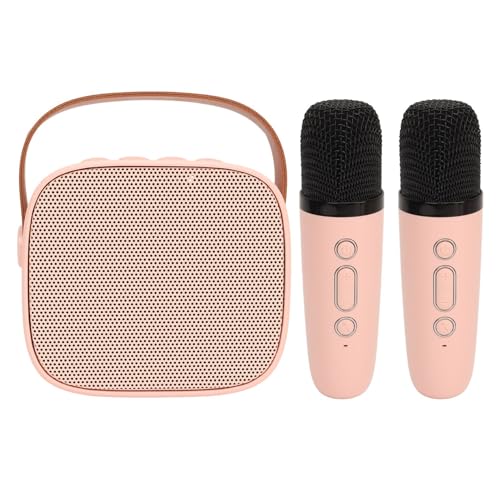 P2 Karaoke -Maschine Tragbarer Lautsprecher mit Mikrofon für Erwachsene Weiße Einzelmikrofon 800mAh Lithium Ionenbatterie (Pink Doppelmikrofon 1600mah Lithium -Ionen) von aqxreight