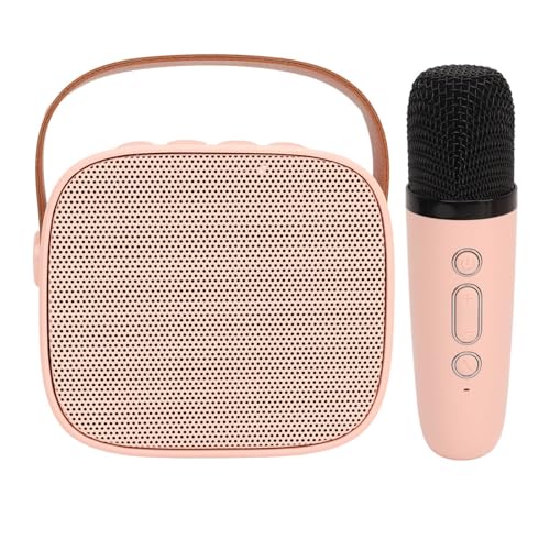 P2 Karaoke -Maschine Tragbarer Lautsprecher mit Mikrofon für Erwachsene Weiße Einzelmikrofon 800mAh Lithium Ionenbatterie (Pink Single Microfon 800mAh Lithium -Ionen) von aqxreight