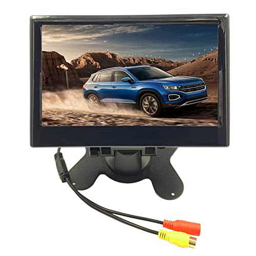 Rückfahrmonitor, 7-Zoll-Auto-Rückfahrmonitor 12 Bis 24 V 170-Grad-Weitwinkel-Farb-LCD-HD-Zwei-Wege-Videoeingang für LKW-Anhänger-Van-Fahrzeuge (Rundlochkamera) von aqxreight