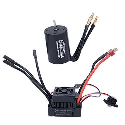 Übertreffen Sie Hobby 3650 Bürstenloser Motor 60A ESC Schwarz Set für 1/10 RC -Auto 3100KV (3100KV) von aqxreight