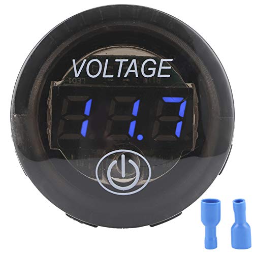 aqxreight - DC 12-24V Autospannungsanzeige LED-Anzeige Wasserdichtes Voltmeter mit Touch-Schalter Rundmesser-Voltmeter Kompatibel mit Fahrzeug Motorrad LKW Wohnmobil ATV UTV Auto Boot Marine[Blau] von aqxreight