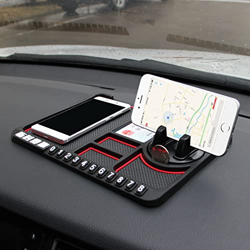 aqxreight Universal Car Nonslip Pad - Multifunktions -Parknummer -Karte und Autotelefonhaltermatte für Dashboard Red Rot (Rot) von aqxreight