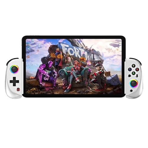 Kabelloser Game-Controller für iPhone/Android/PC, arVin Bluetooth-Gamepad mit 7-farbigen RGB-Lichtern/Turbo für iPad/Switch/PS4, Unterstützung für Streaming und Cloud-Spiele – Weiß von arVin